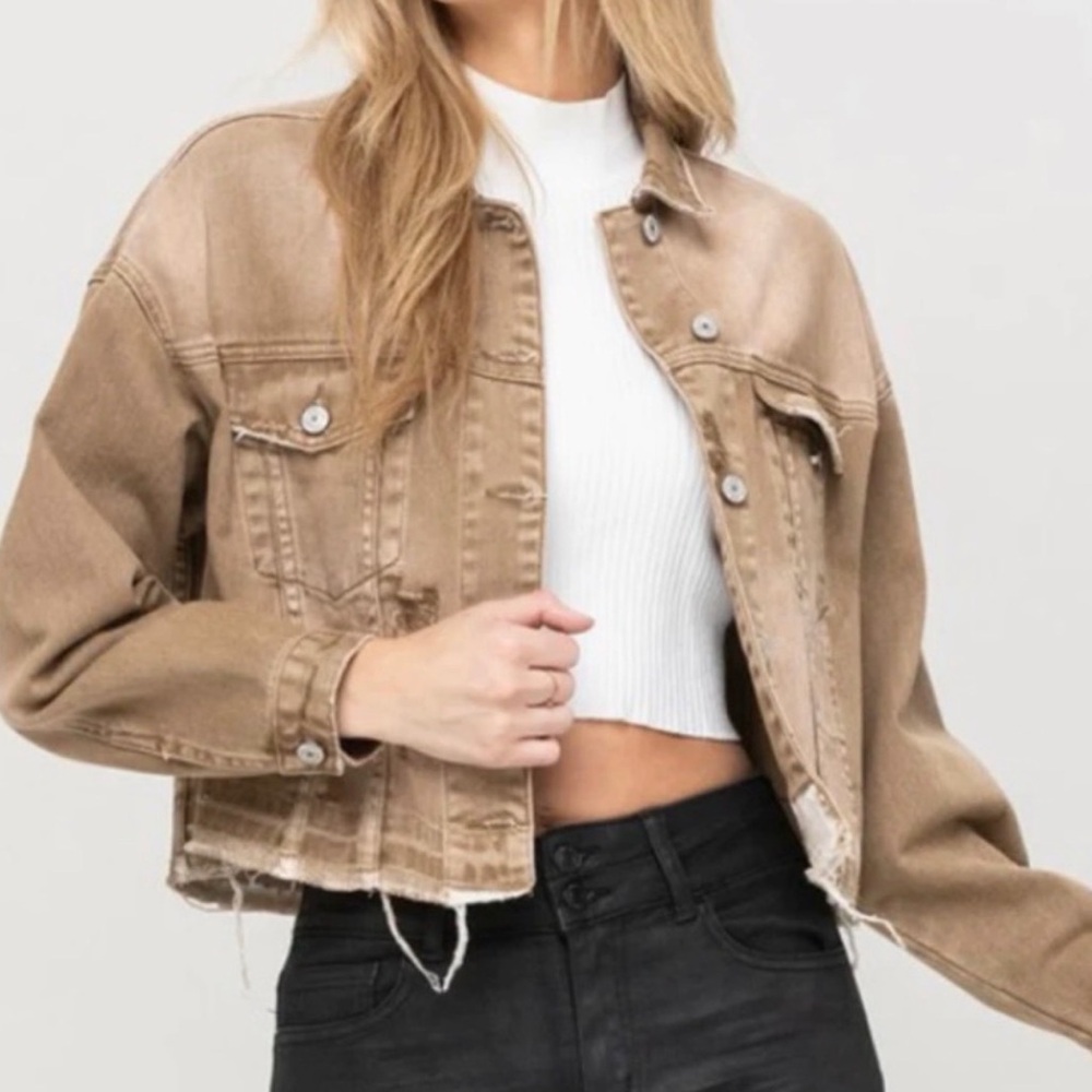 NWT VERVET by Flying Monkey Neutral Western Chic Cropped Tan Jacket size large
